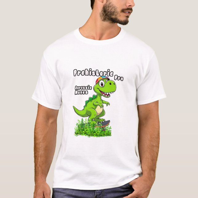 Cool Dino on a Skateboard T Shirt (Framsida)