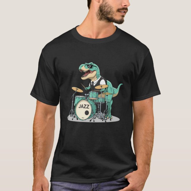 Cool Dino Percussionist Tee t-shirt  (Framsida)