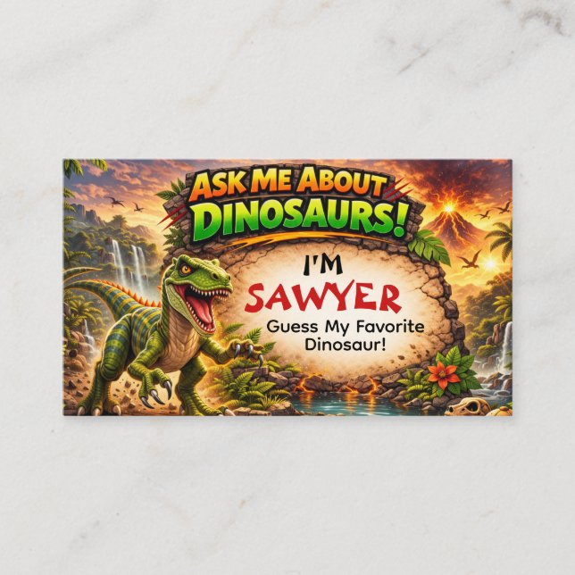 Cool Dinosaur Calling Card för äldre barn (Framsida)