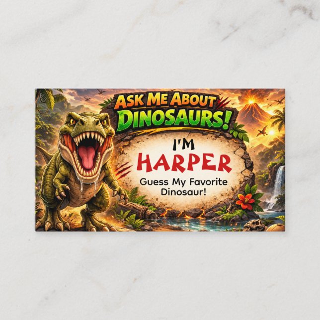 Cool Dinosaur Calling Card for Older Kids (Framsida)