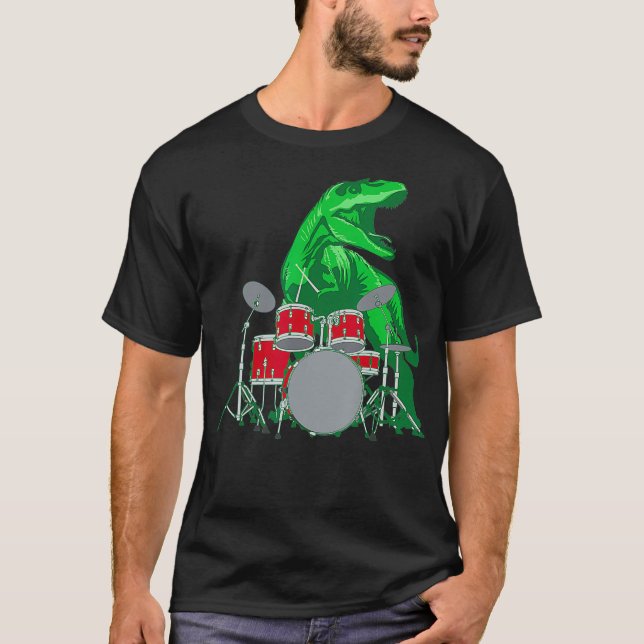 Cool Dinosaur Drummer Shirt - Best Gift For All T (Framsida)