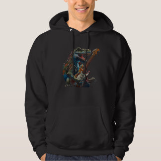 Cool Dinosaur Guitar Graphic Hoodie
