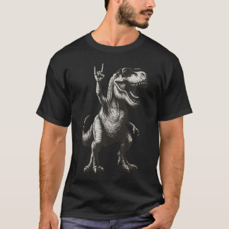 Cool Dinosaur Rock Tecken Solglasögon T Shirt
