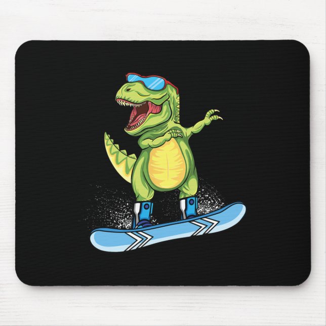 Cool Dinosaur Snowboard Skidning Dabba T Rex Sn Musmatta (Framsidan)
