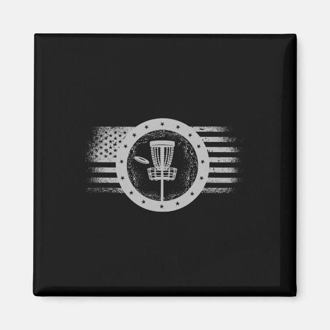 Cool Disc Golf Sport Usa Grunge Flagga - Disc Golf Magnet (Framsidan)