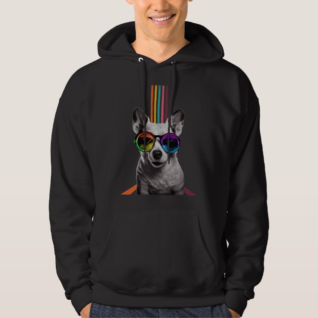 Cool DJ Rainbow Dog Beautiful Dogs  Men Women Hoodie (Framsida)