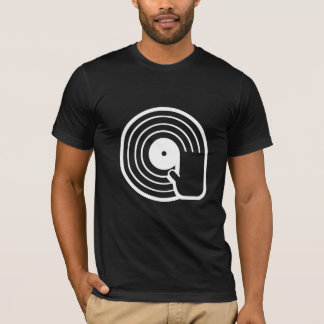 Cool DJ T Shirt Svart Vinylskiva Album Spinnande