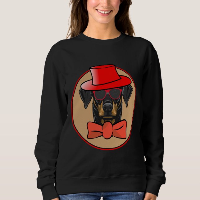 Cool Doberman Pinscher In Hat Bowtie And Shades Es T Shirt (Framsida)