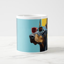 Cool Doberman with sunglasses Jumbo Mugg