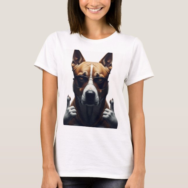 Cool Dog Attitude Shirt – Realistic Dog Streetwear T Shirt (Framsida)