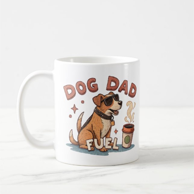 Cool Dog Dad Fuel Kaffemug med Solglasögon Hund Kaffemugg (Vänster)