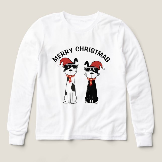 Cool Dog Merry Christmas T Shirt (Design framsida)