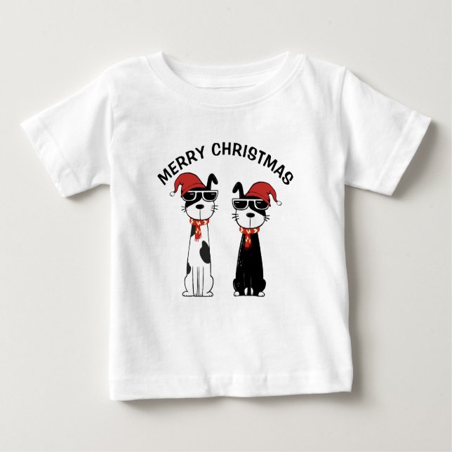 Cool Dog Merry Christmas T Shirt (Framsida)