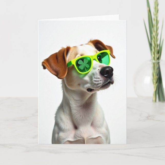 Cool Dog Shamrock Card Kort (Framsida)