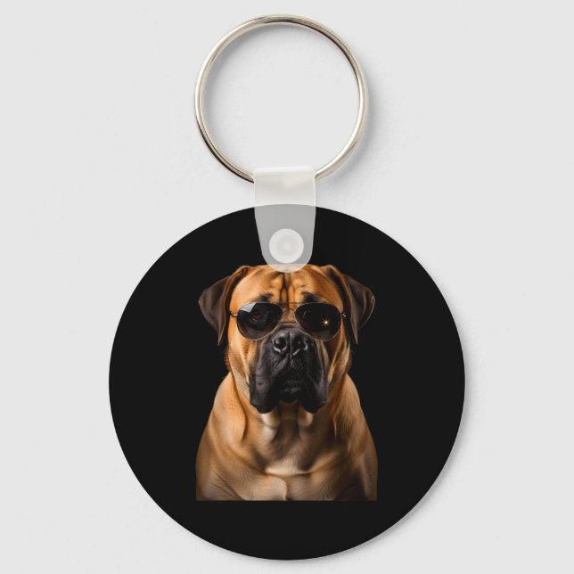 Cool Dog Sungles Bullmastiff Funny Look  Nyckelring (Framsida)