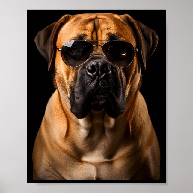 Cool Dog Sungles Bullmastiff Funny Look  Poster (Framsidan)