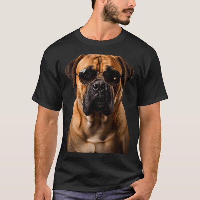 Cool Dog Sungles Bullmastiff Funny Look  T Shirt (Framsida)