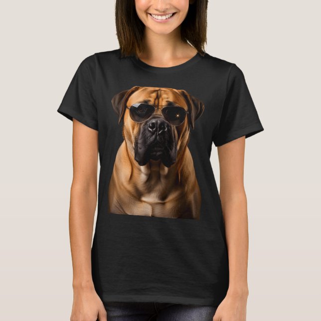 Cool Dog Sungles Bullmastiff Funny Look  T Shirt (Framsida)