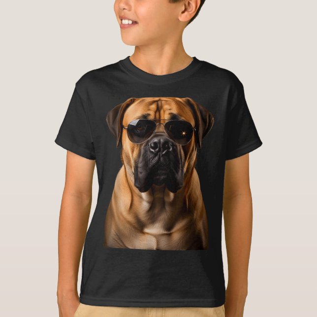 Cool Dog Sungles Bullmastiff Funny Look  T Shirt (Framsida)
