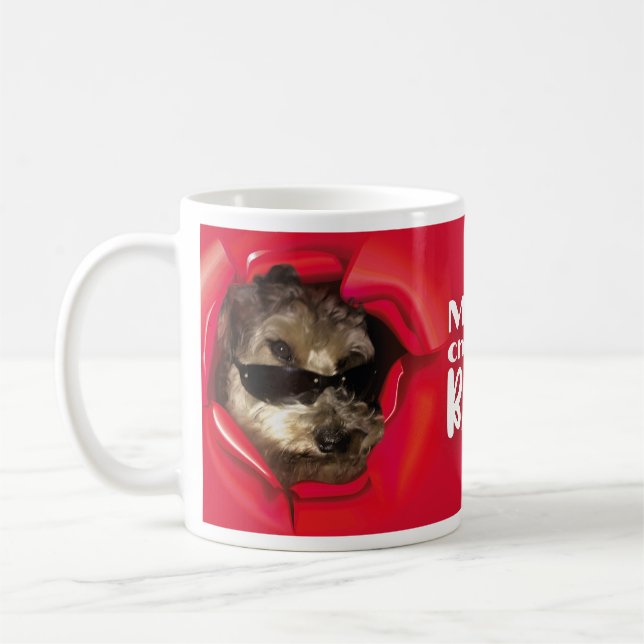Cool Dog wishing Merry Christmas Mug Kaffemugg (Vänster)