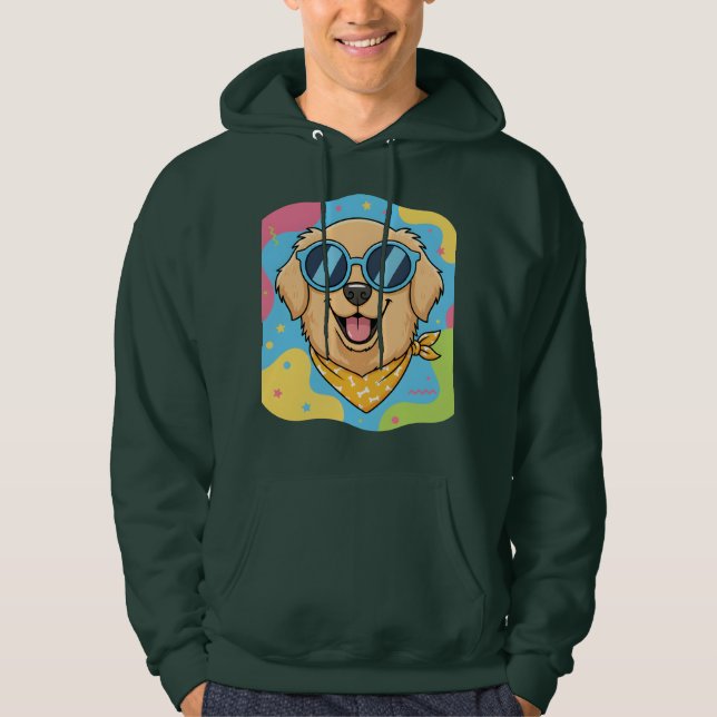 Cool Dog With Sunglasses Funny  Hoodie (Framsida)