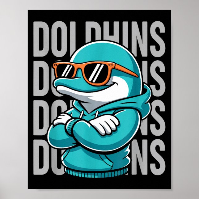 Cool Dolphin Gift For Men Women Boys Girls Kids  Poster (Framsidan)