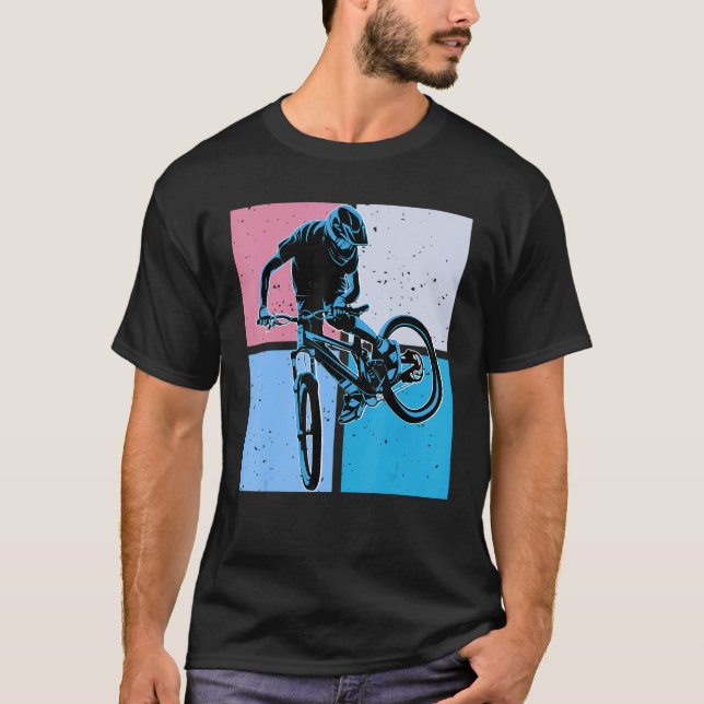 Cool DownHill Mountain Bike Design for Hardcore Cy T Shirt (Framsida)