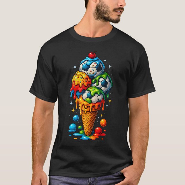 Cool Dripping Fotboll Konst Sport Illustration T Shirt (Framsida)