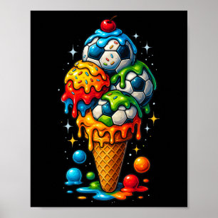 Cool Droppande Fotboll Konst Sport Illustration Sm Poster