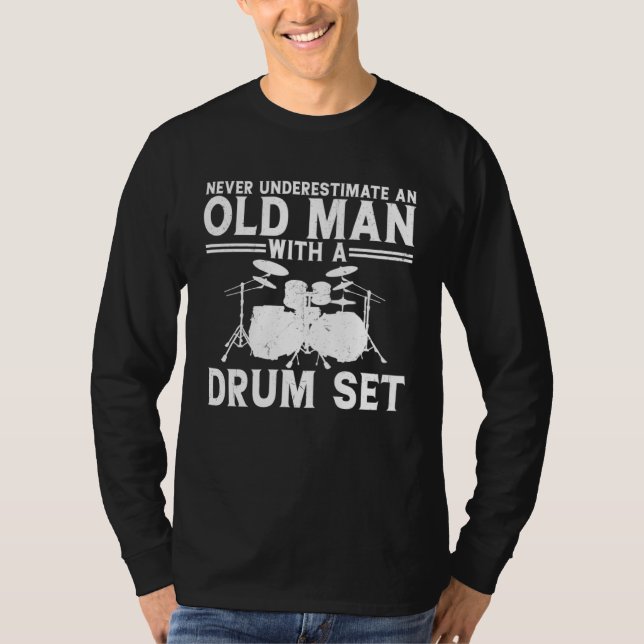 Cool Drummer Men Dad Drum Set Player Drum Kit Musi T Shirt (Framsida)