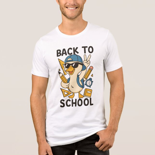 Cool Duck Back to School Design Funny Cartoon Goos T Shirt (Framsida)