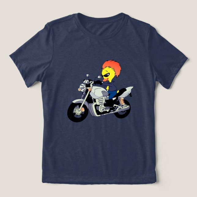 Cool Duck Riding a Motorcycle T Shirt (Design Framsida)