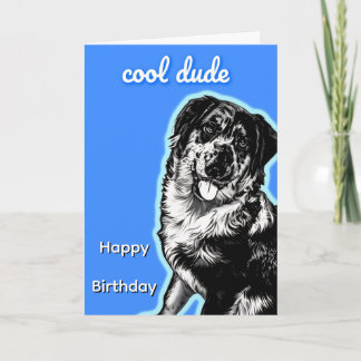 Cool Dude Australian Shephard Folded Greeting Card Kort