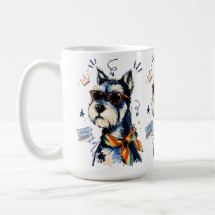 Cool Dude Schnauzer Hund med Solglasögon Kaffemugg