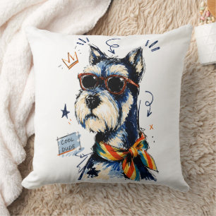 Cool Dude Schnauzer Hund med Solglasögon Kudde