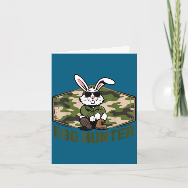 Cool easter bunny egg hunter camo military funny kort (Framsida)