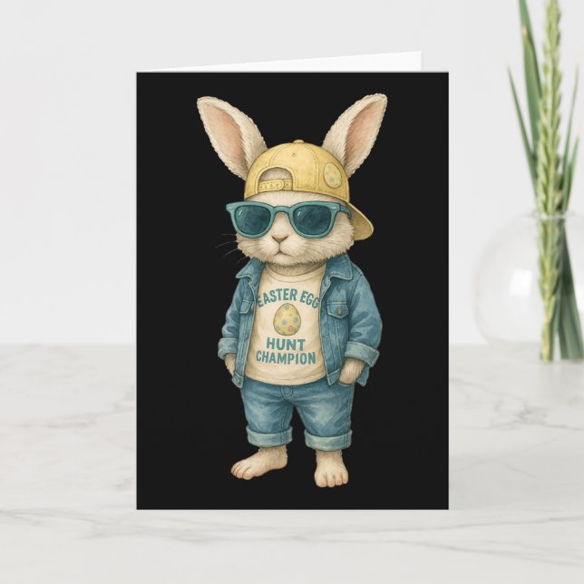Cool Easter Bunny With Sungles For Boys Teens Men  Kort (Framsida)