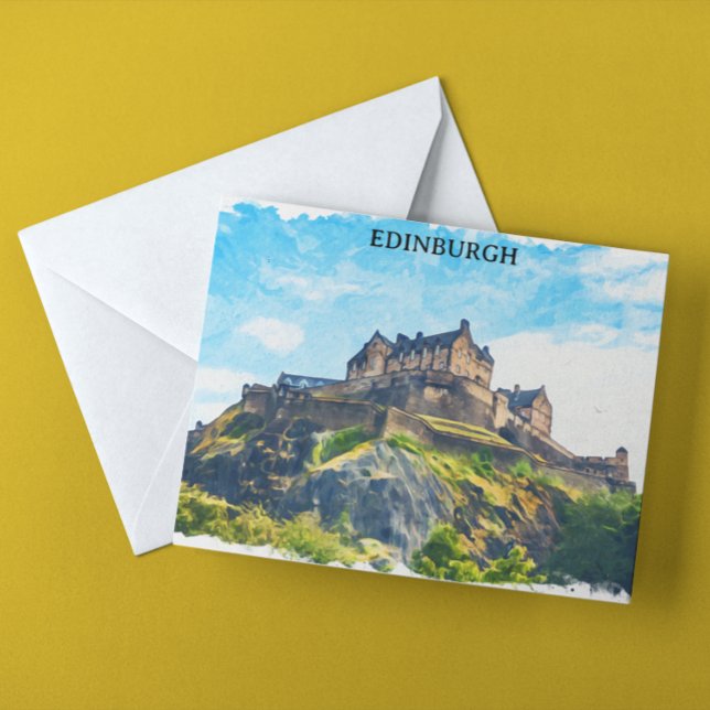 Cool Edinburgh Skottland Slott Målning Vykort (edinburgh scotland watercolor castle)