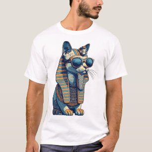 Cool egyptisk farao kattmaskot grafisk streetwear t shirt