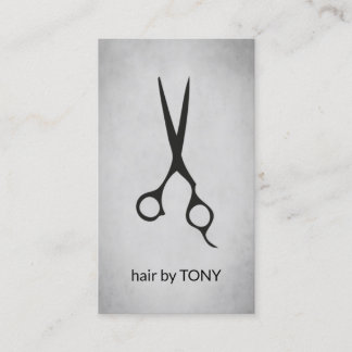Cool Elegant Grey Black Scissors Hairstylist Visitkort