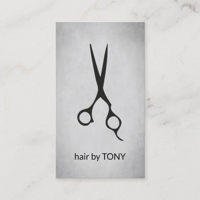 Cool Elegant Grey Black Scissors Hairstylist Visitkort (Framsida)