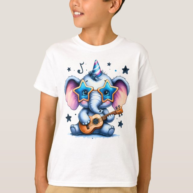 Cool Elephant Music Lover Art T Shirt (Framsida)
