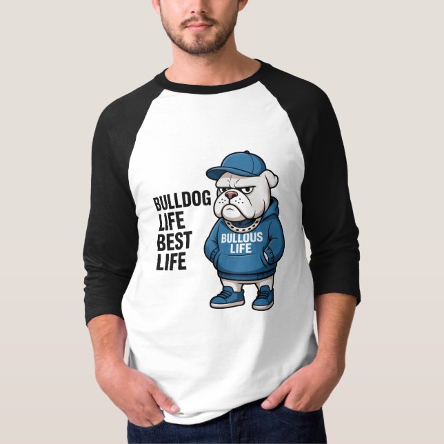 Cool English Bulldog Life Cartoon T Shirt (Framsida)