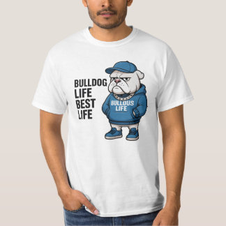 Cool English Bulldog Life Cartoon T Shirt