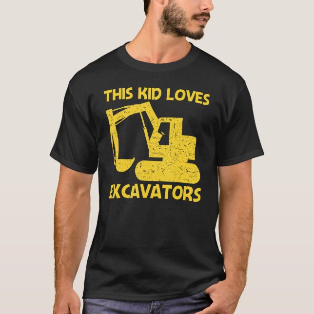 Cool Excavator For Kids Boys Heavy Equipment Opera T Shirt (Framsida)
