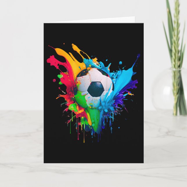 Cool Färgglad Fotbollsspelar Bubbla Splash Kärlek  Kort (Framsida)