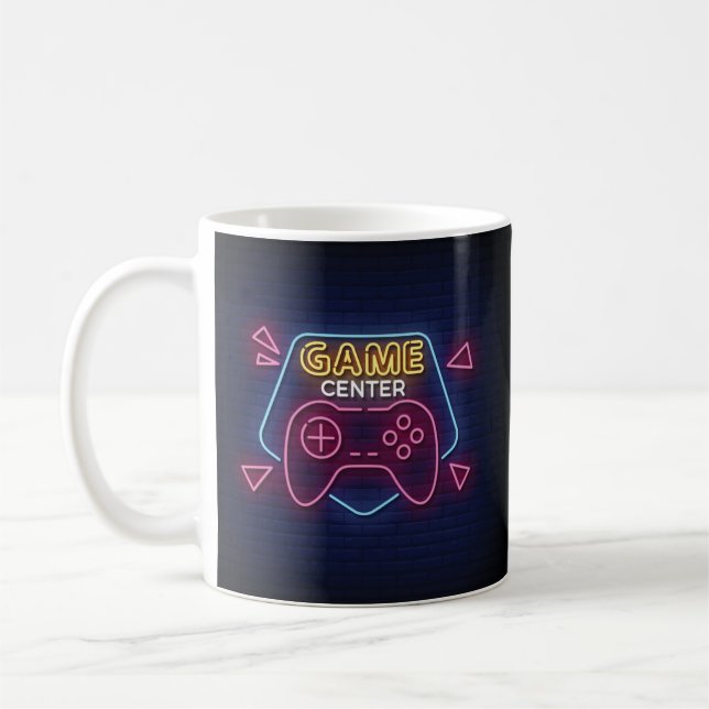 Cool & Färgglad Game Center Neon skylt Kaffemugg (Vänster)