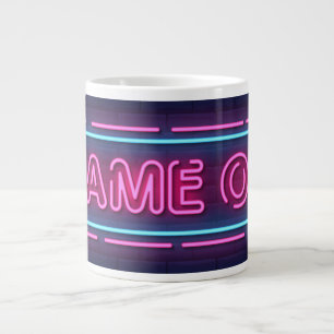 Cool & Färgglad Game On Simulerad Neon Skylt Jumbo Mugg