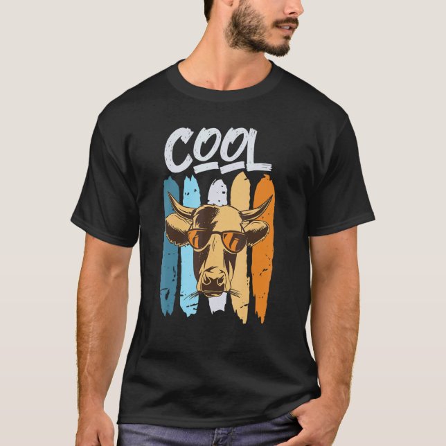 Cool Farmer  Ko nötkreatur avelsgård T Shirt (Framsida)