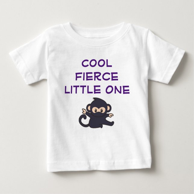 Cool Fierce One Rolig Söt Tecknad Ninja Apa T Shirt (Framsida)
